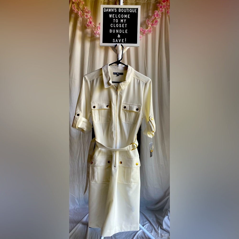 New Sharagano cream dress with Gold buttons